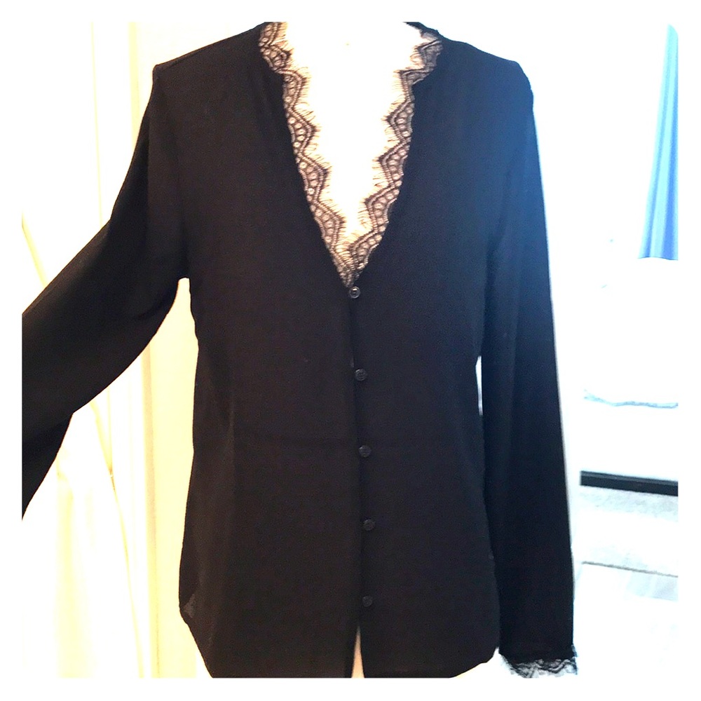 Black lacey button down blouse
